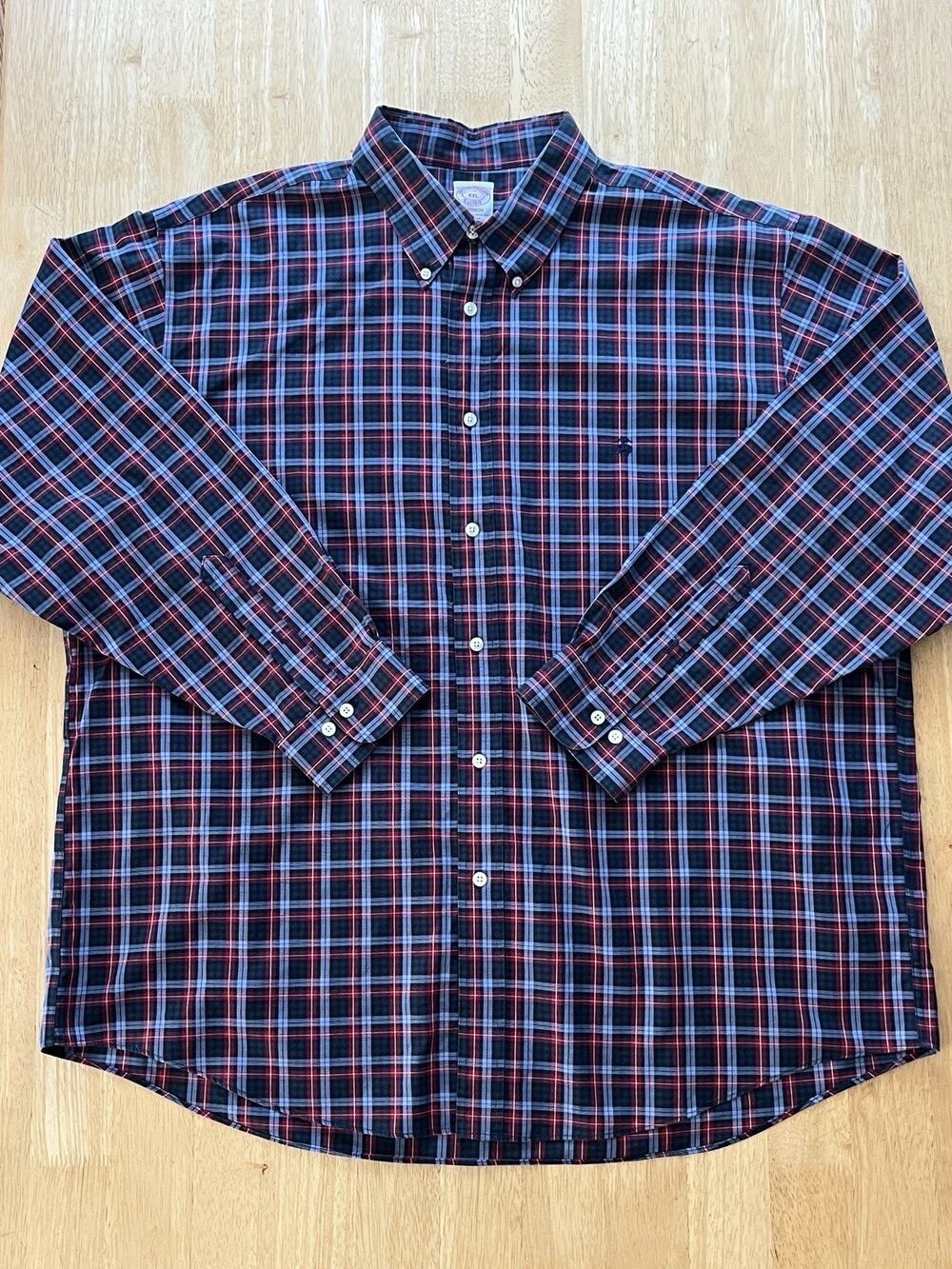 Brook’s Brothers Madison XXL Plaid Red/Blue Button-Down Shirt 100% Cotton